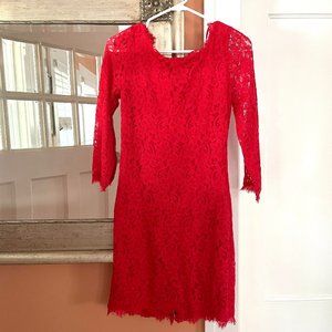 NWT Diane von Furstenberg Zarita Red Lace Dress